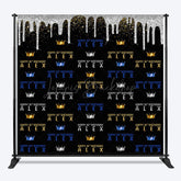 Lofaris Step And Repeat Black Silver Custom Name Backdrop